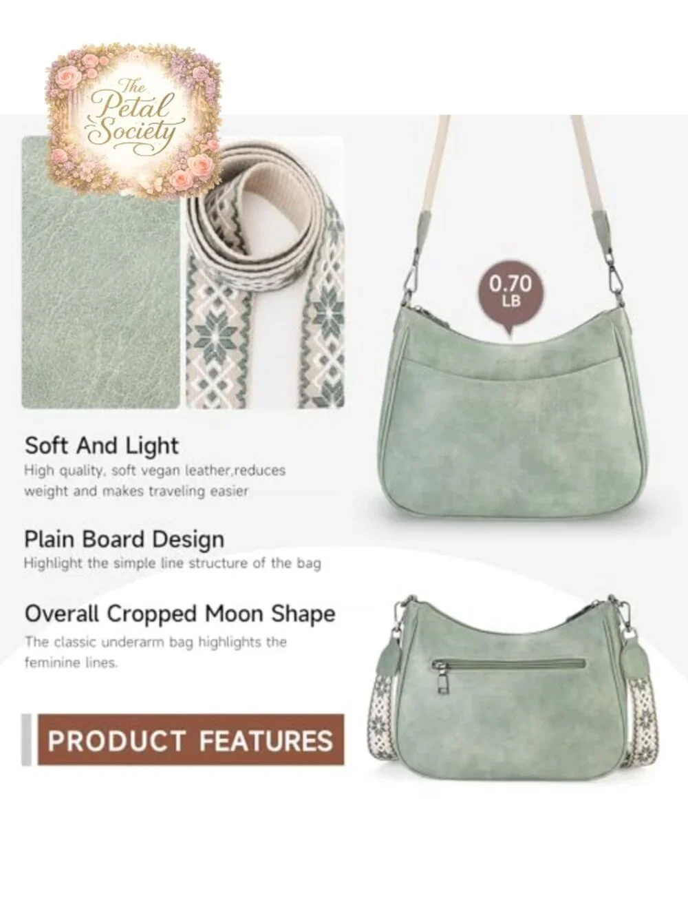 Trendy Vegan Leather Crossbody Purse with Adjustable Strap